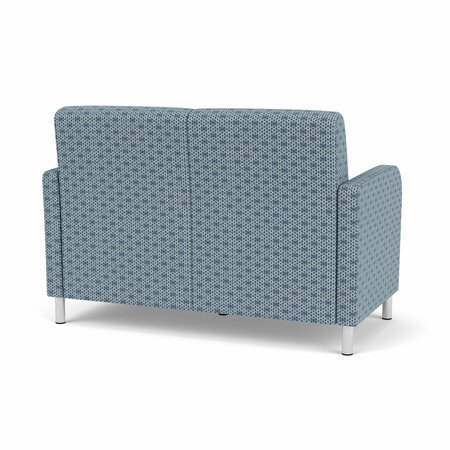 Lesro Siena Lounge Reception 2 Seat Tandem Seating No Center Arm, Brushed Steel, RS Rain Song Upholstery SN2101